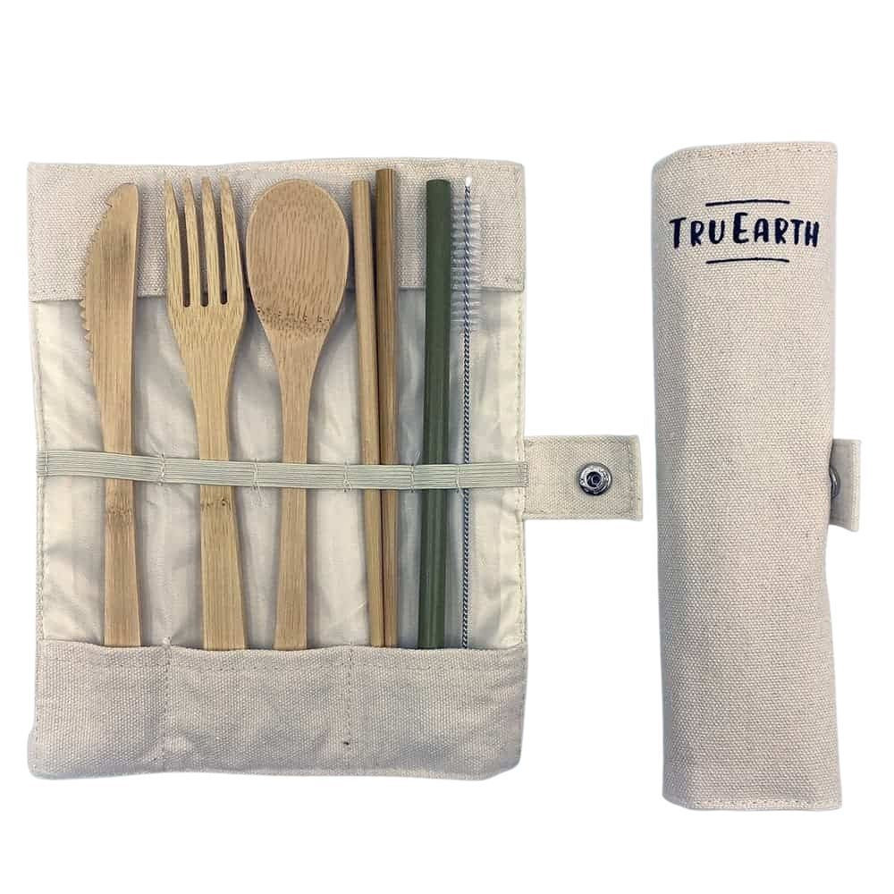 Tru Earth Bamboo Cutlery Set - Fork, Spoon, Knife, Chopsticks, Straw