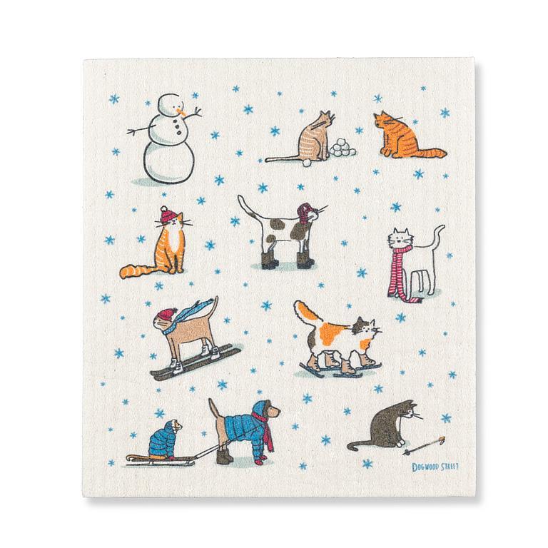 Winter Sports Cats Dishcloth - Abbott