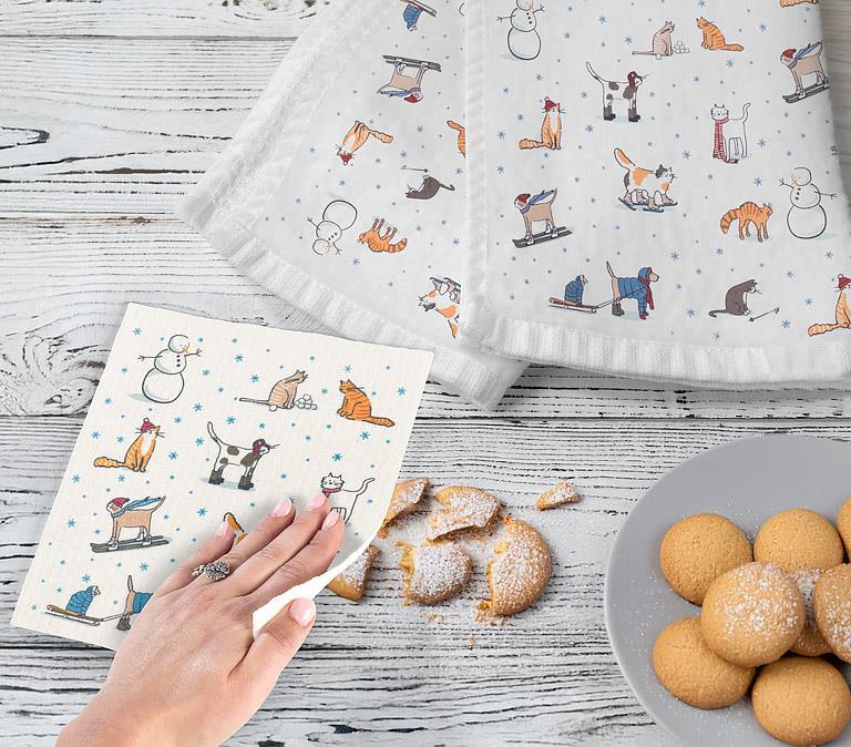 Winter Sports Cats Dishcloth - Abbott