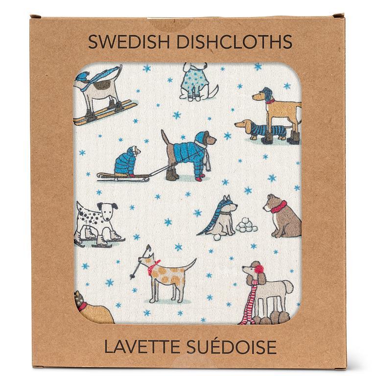 Winter Sports Dogs Dishcloth