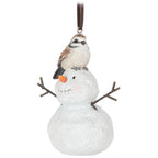 Bird Sitting on Snowman Ornament - Ornament
