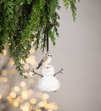 Bird Sitting on Snowman Ornament - Ornament
