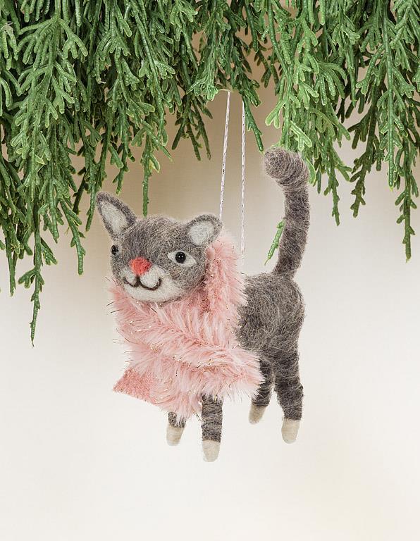 Standing Cat with Scarf Ornament