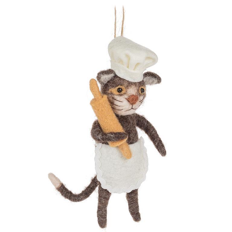 Baker Cat with Rolling Pin Ornament - Abbott