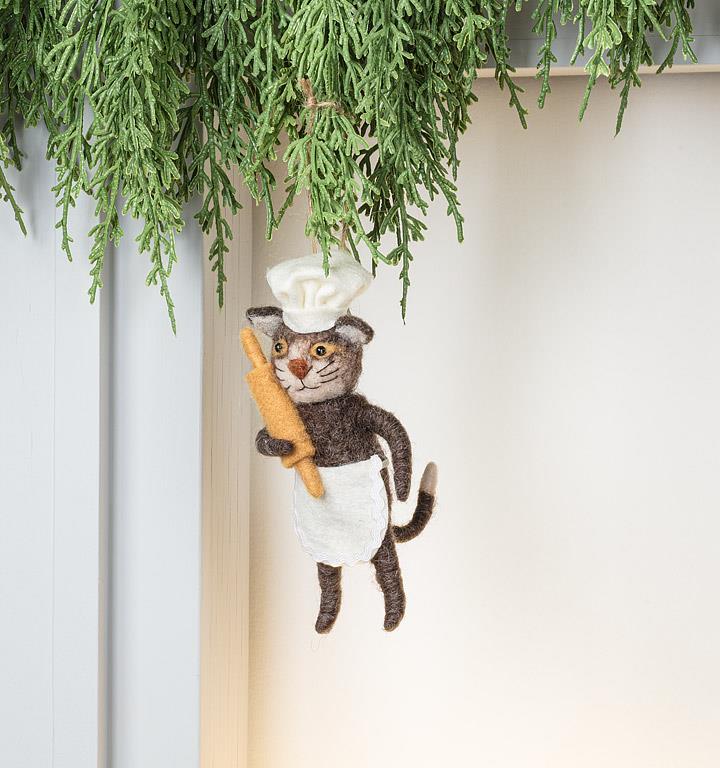 Baker Cat with Rolling Pin Ornament - Abbott