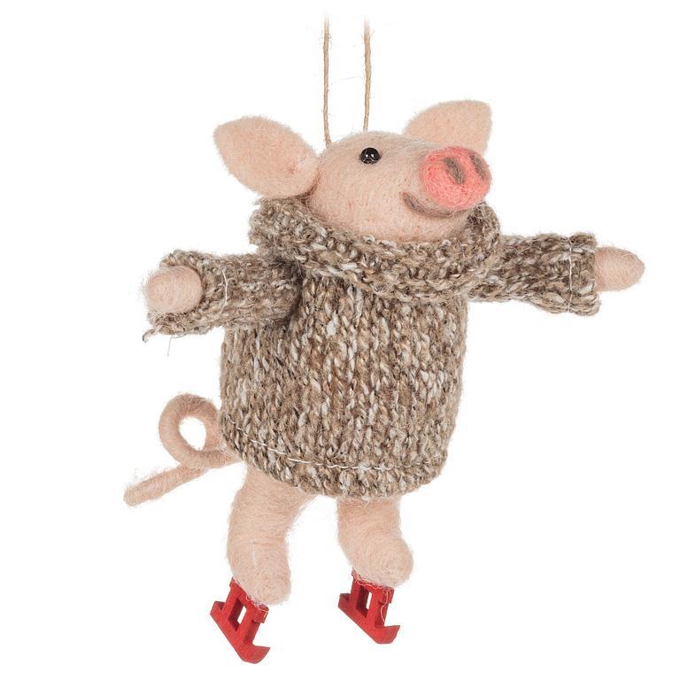 Skating Pig Ornament - Abbott