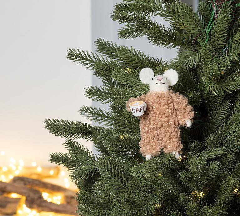 Mouse in Fuzzy PJ's with Mug Ornament - Abbott