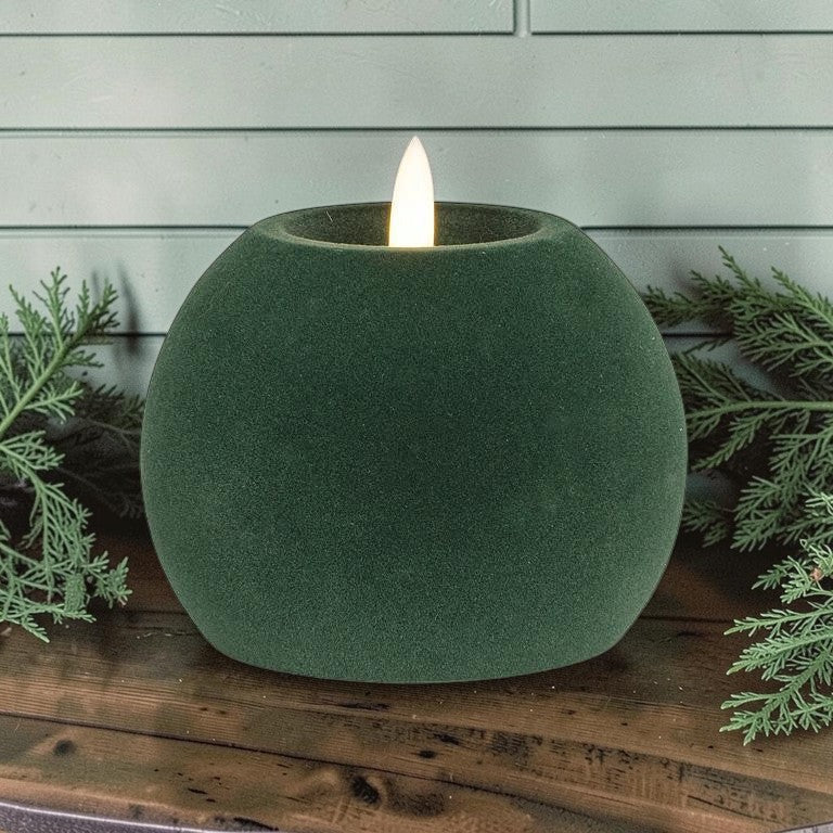 Velvet LED Ball Green Candle - Abbott