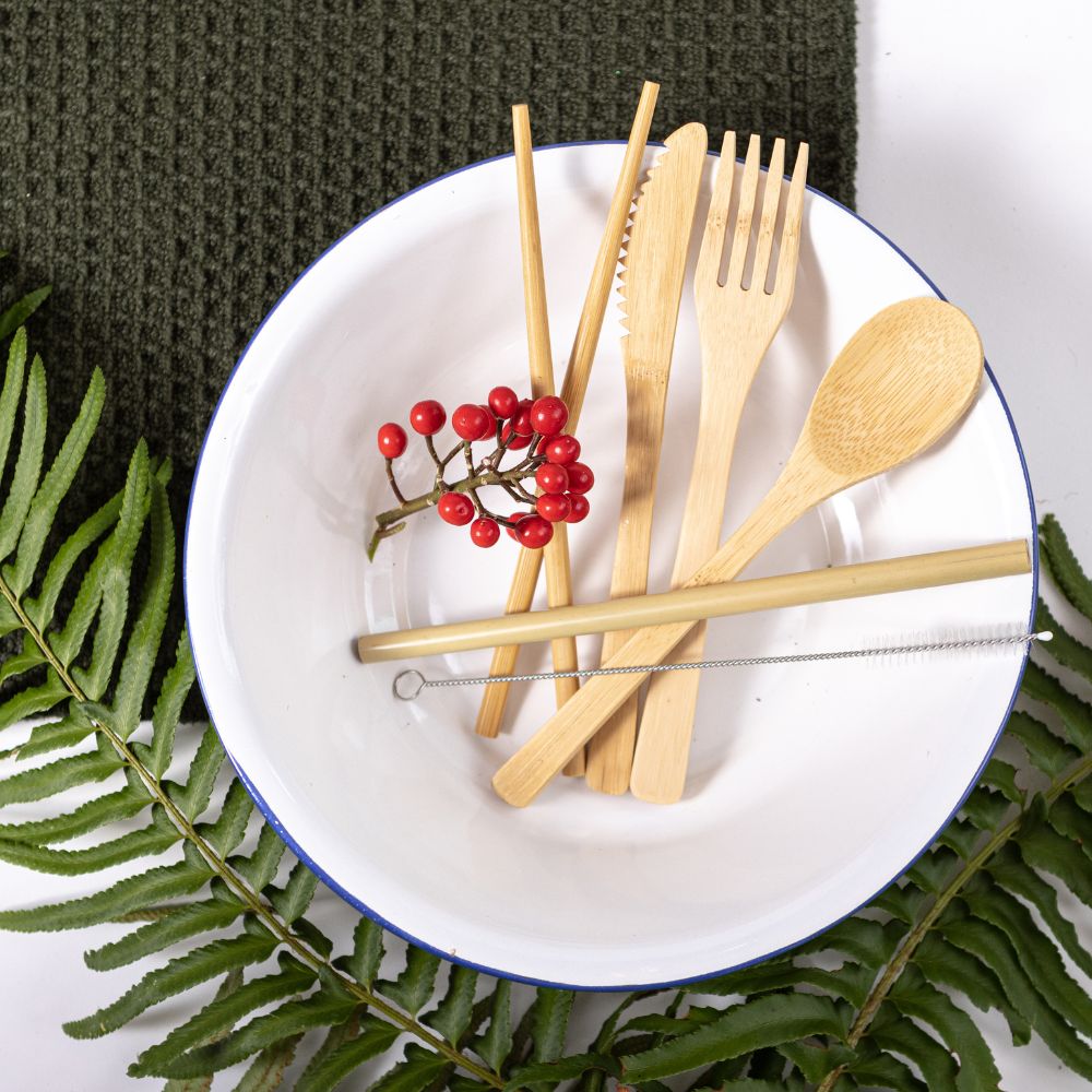 Tru Earth Bamboo Cutlery Set - Fork, Spoon, Knife, Chopsticks, Straw