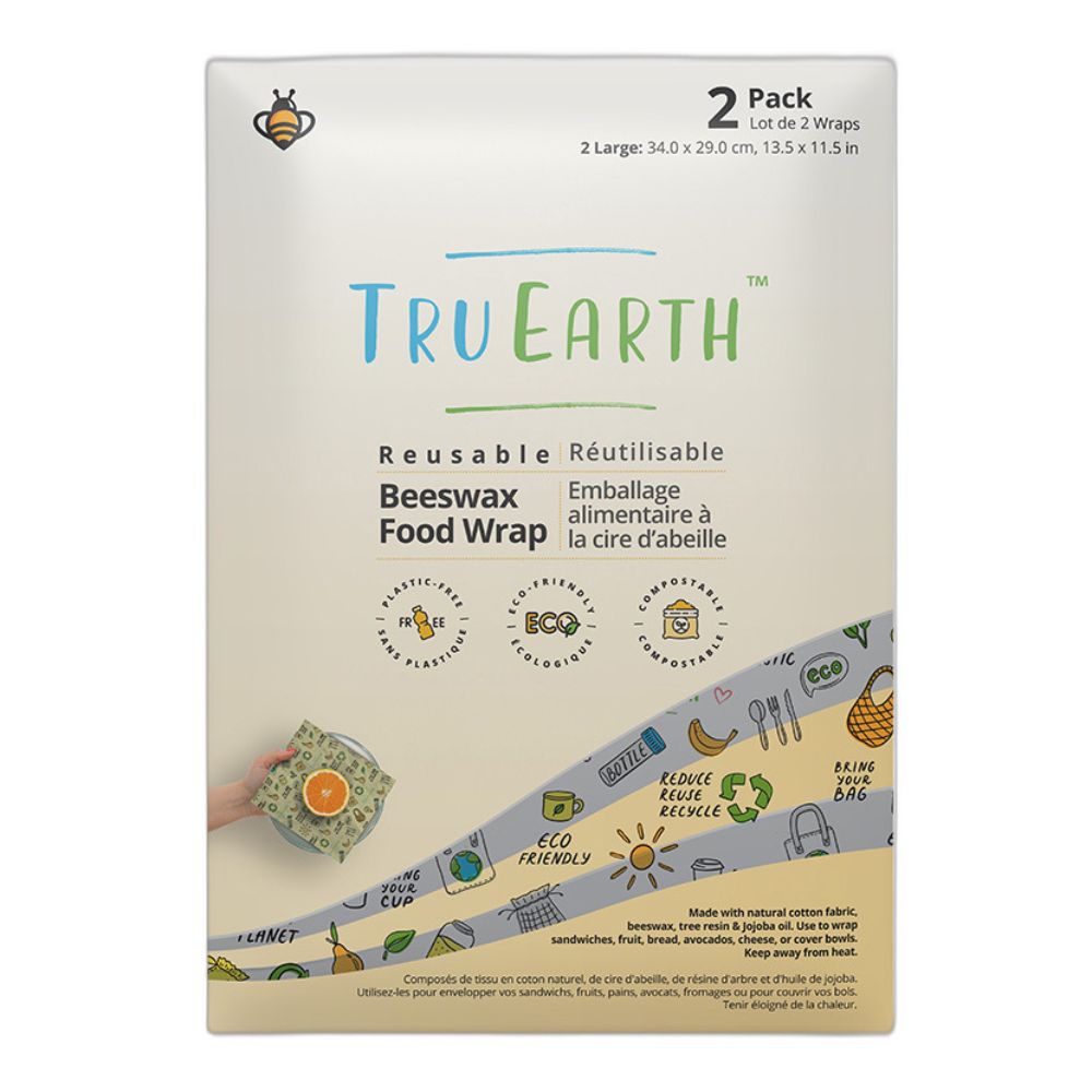 Tru Earth Beeswax Food Wrap Large Wraps - 2 Pack