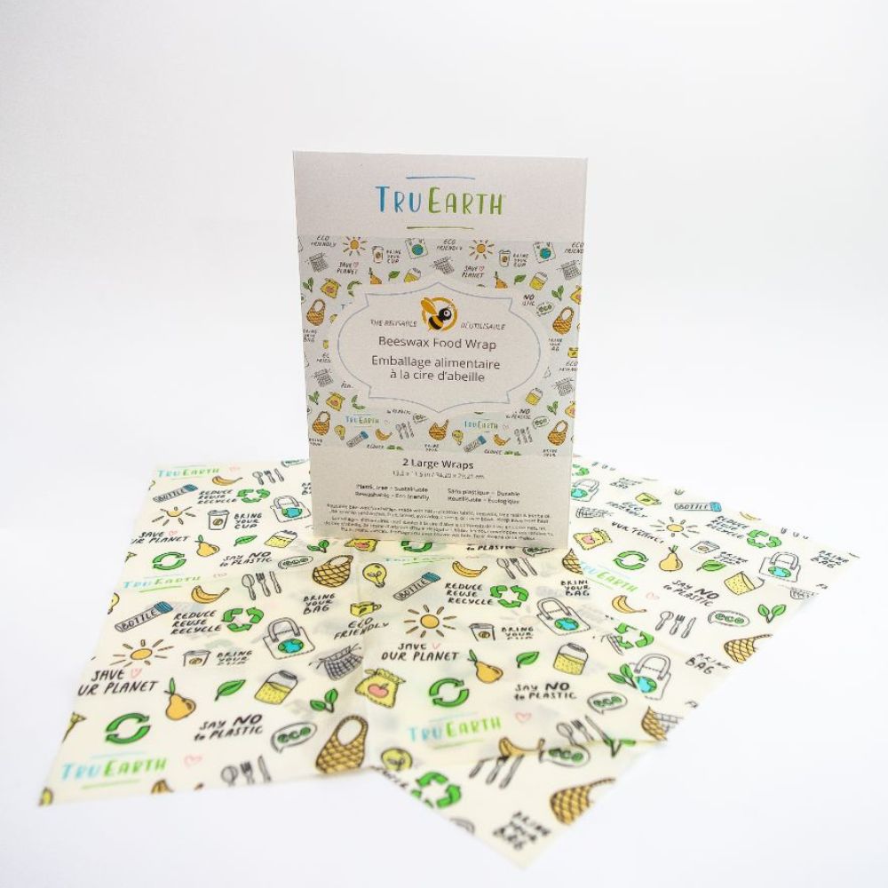 Tru Earth Beeswax Food Wrap Large Wraps - 2 Pack
