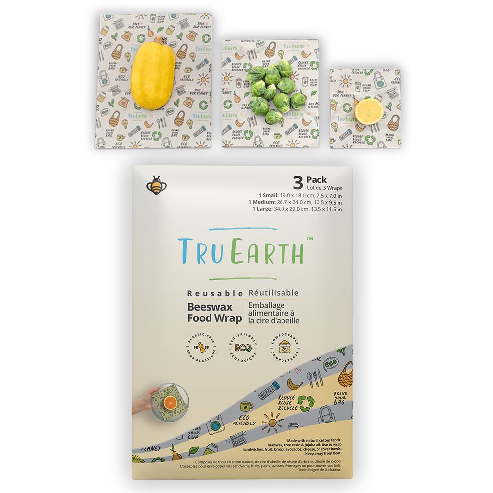 Tru Earth Beeswax Food Wrap Assorted 3-pack - 1 Small, 1 Medium, 1 Large