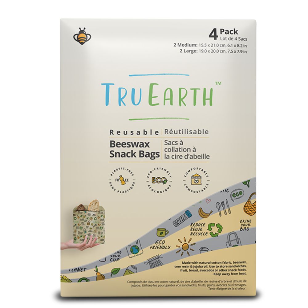 Tru Earth Beeswax Snack Bags - 4 Pack (2M, 2L)