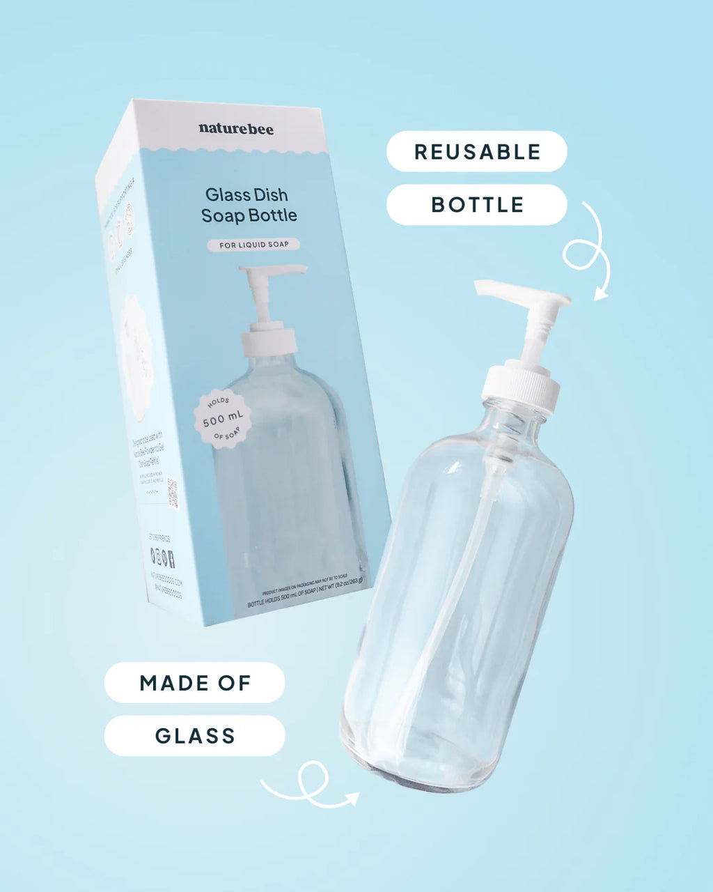 Nature Bee Glass Dish Soap Bottle