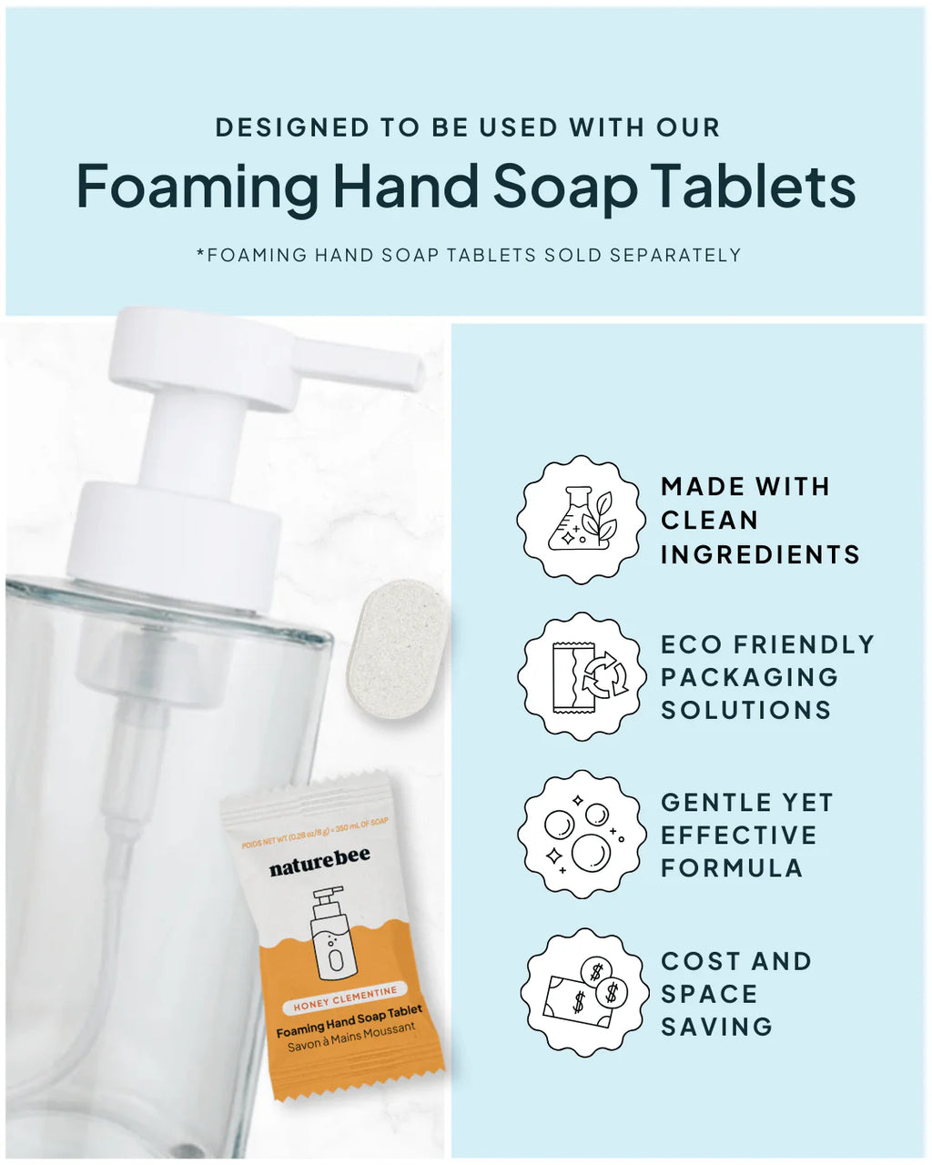 Nature Bee -  Glass Foaming Hand Soap Bottle