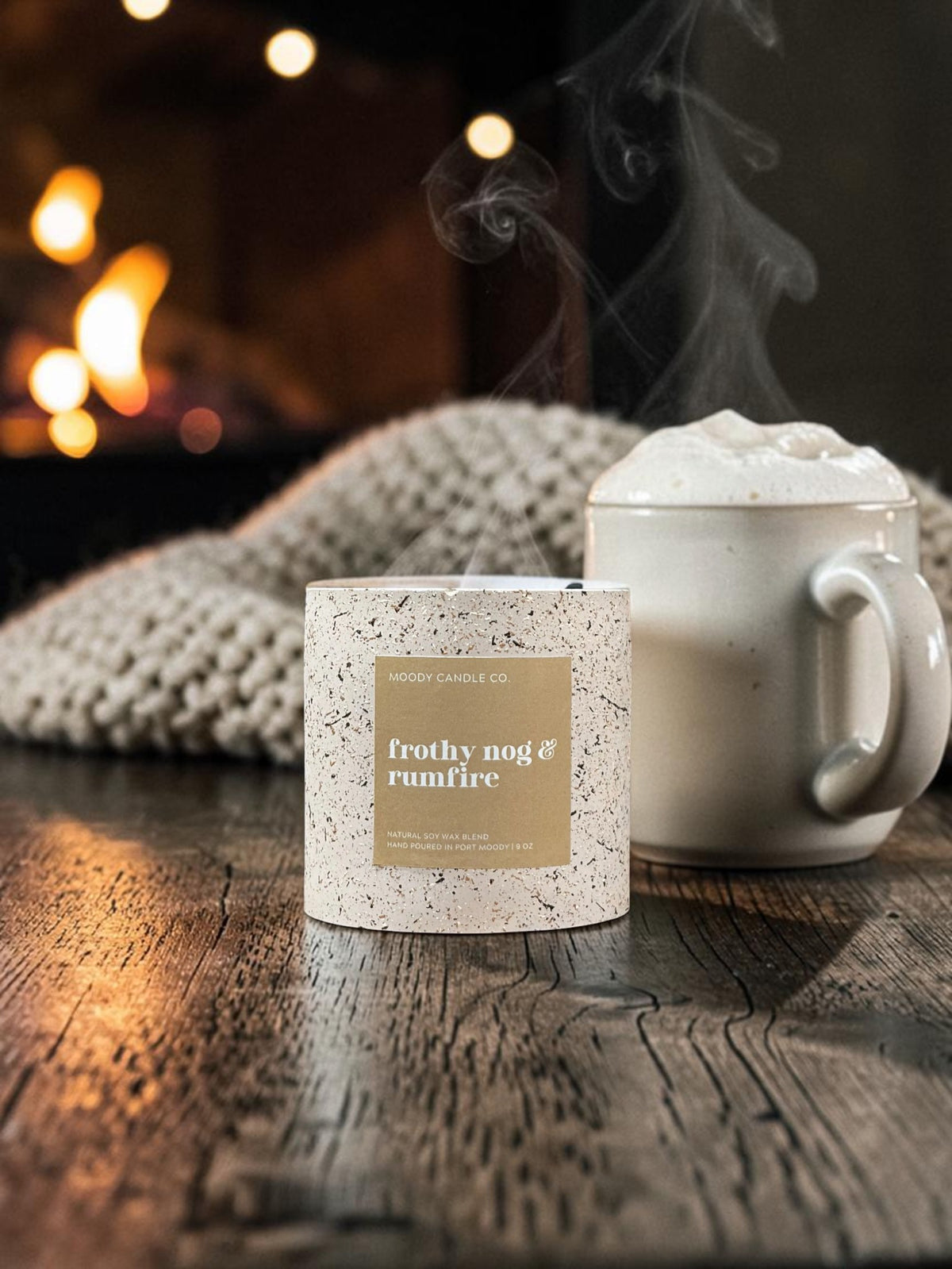 Frothy Nog & Rum fire - Moody Candles Co