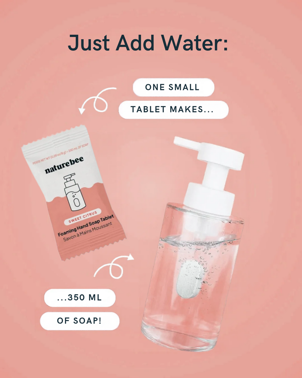 Nature Bee Foaming Hand Soap Single Tablet - Sweet Citrus