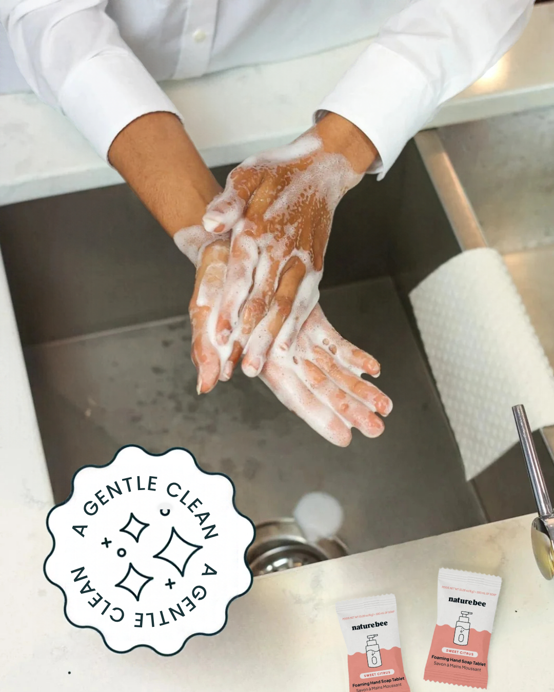 Nature Bee Foaming Hand Soap Single Tablet - Sweet Citrus