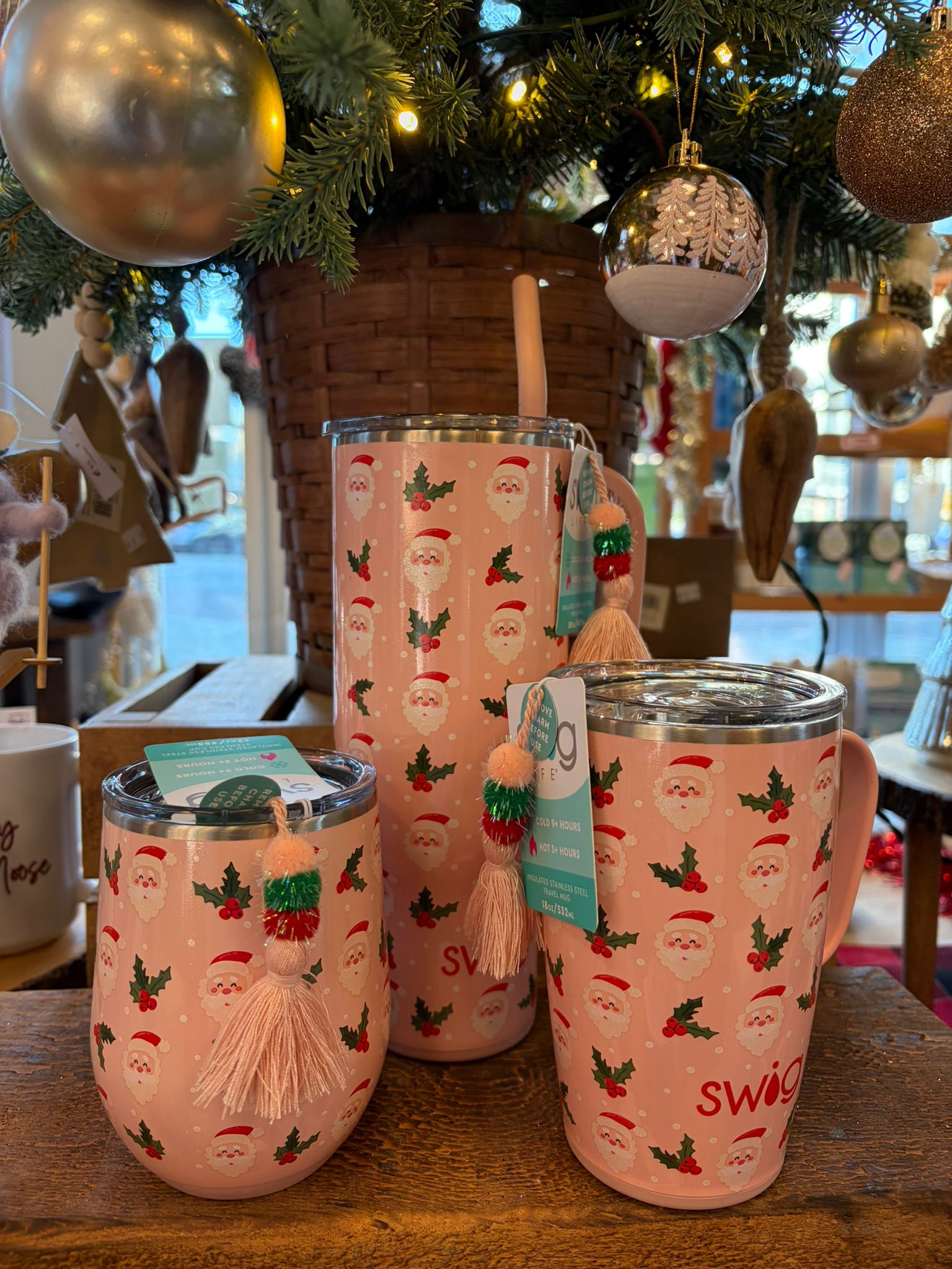 Pink Santa Swig Life Christmas Tumblers