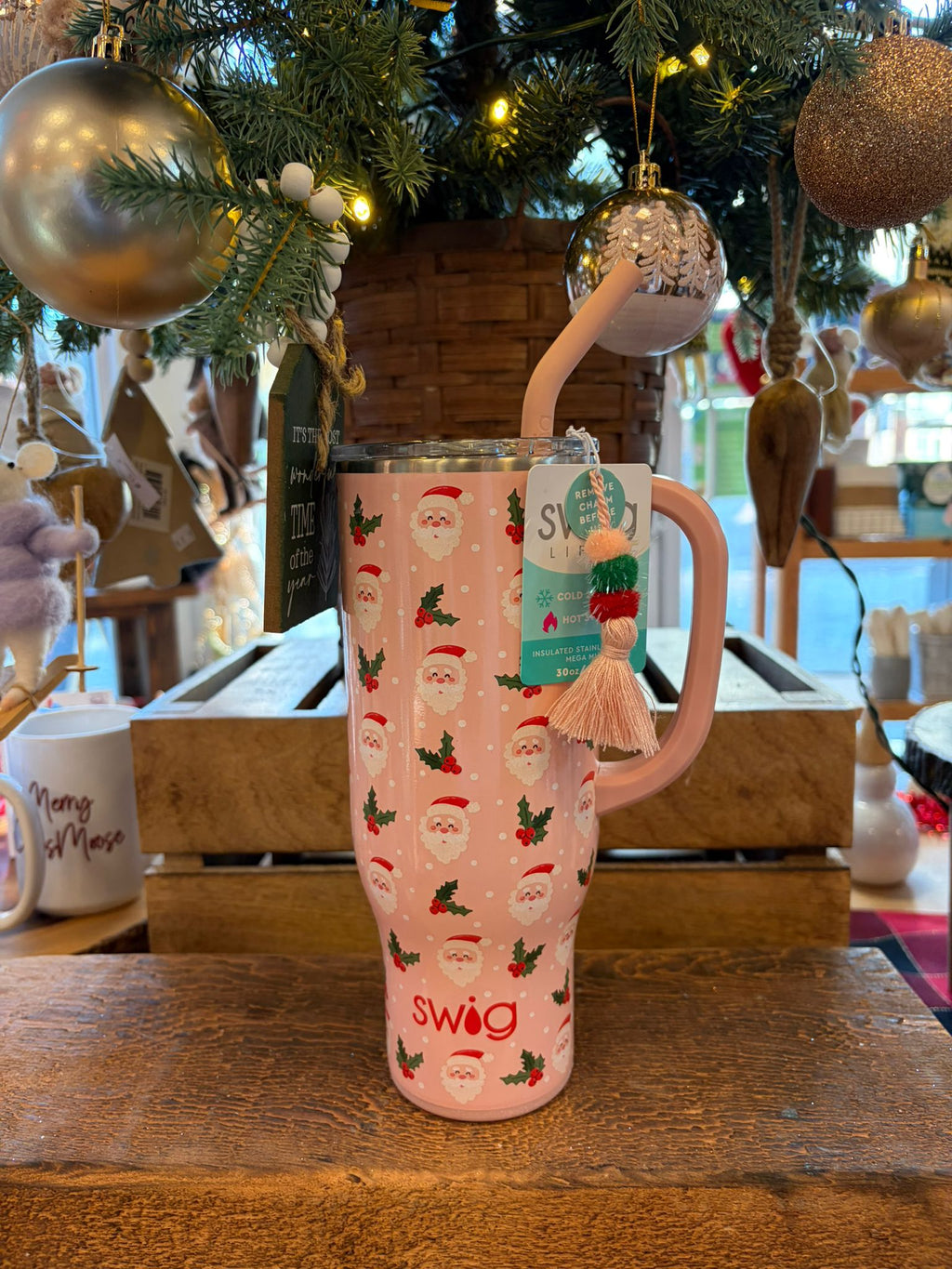 Pink Santa Swig Life Christmas Tumblers