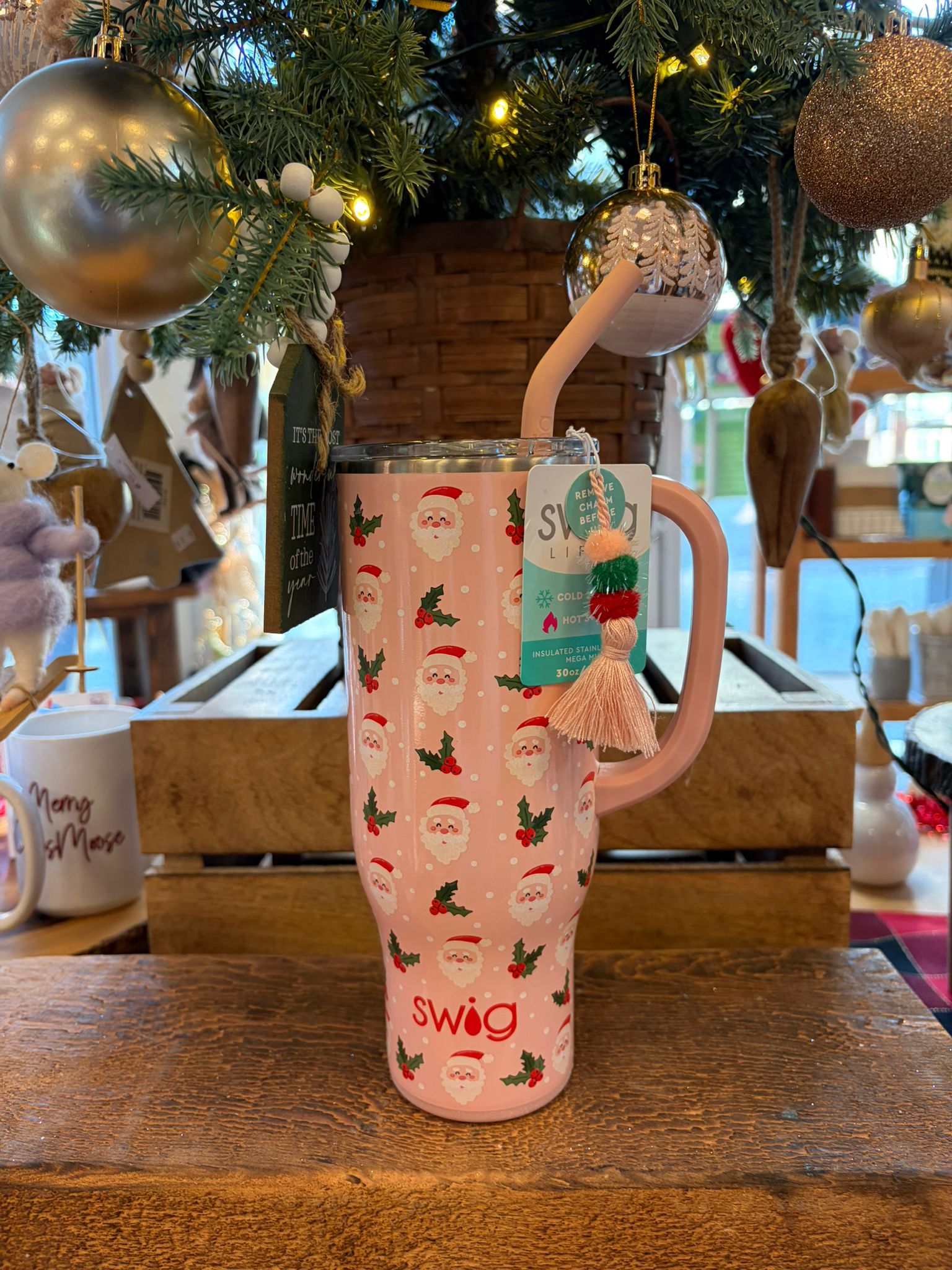 Pink Santa Swig Life Christmas Tumblers