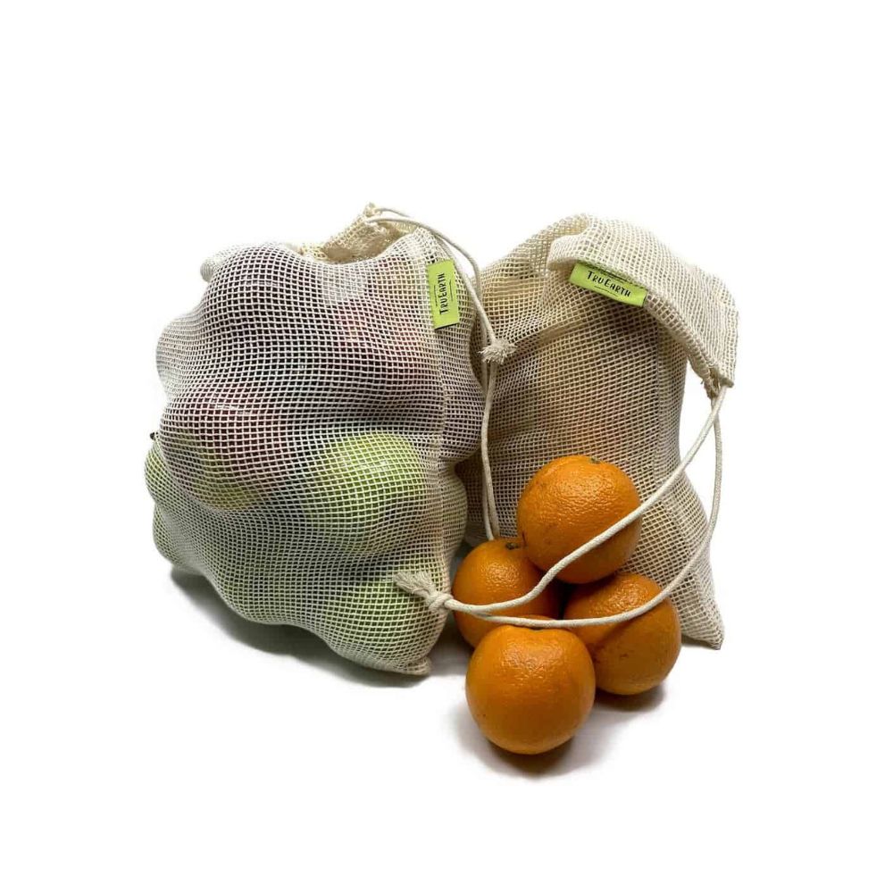 Tru Earth Reusable Cotton Mesh Produce Bags - Set of 6