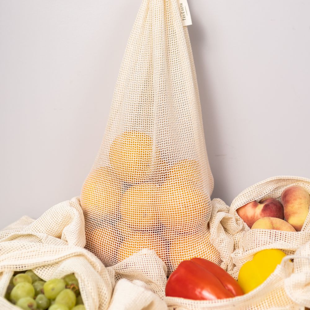 Tru Earth Reusable Cotton Mesh Produce Bags - Set of 6