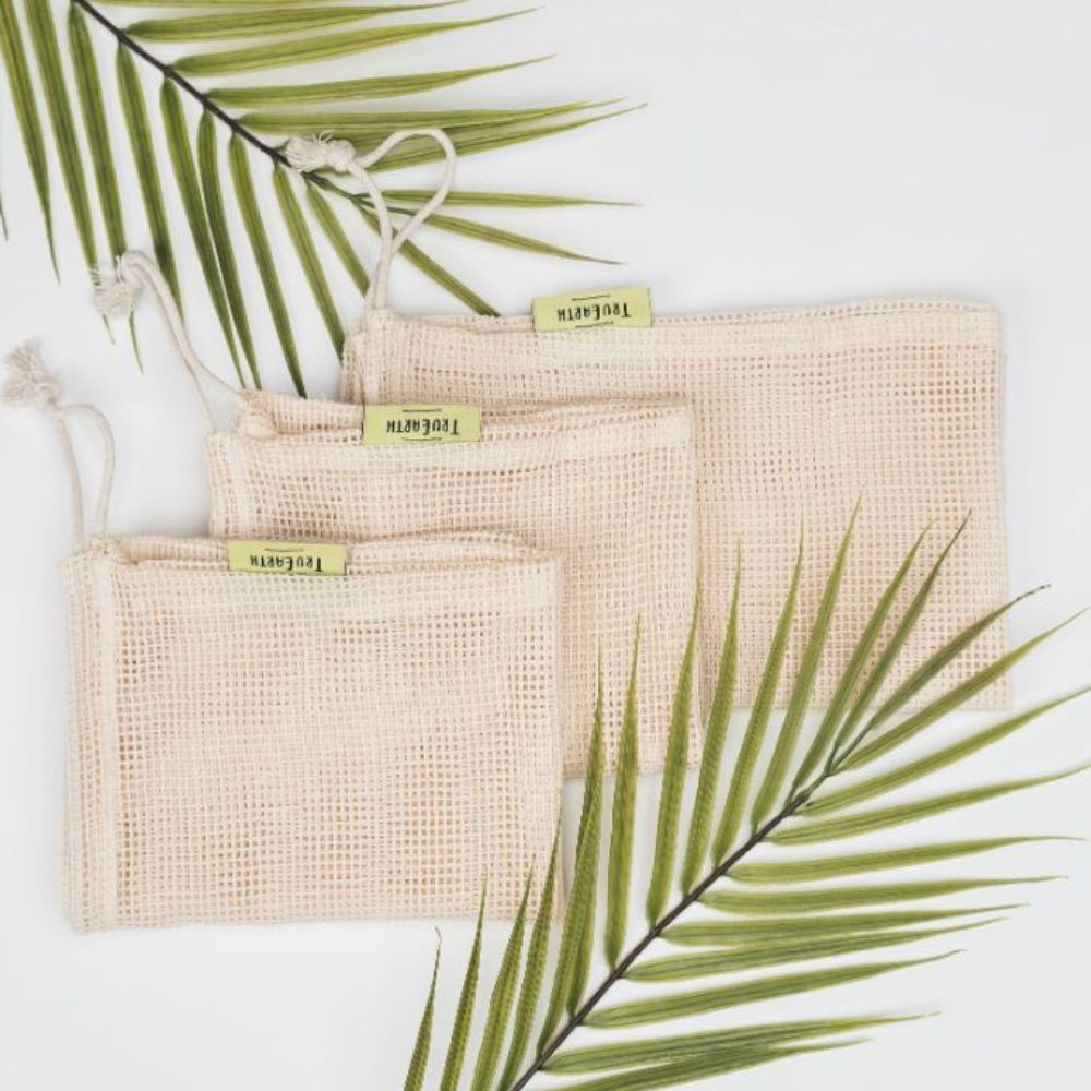 Tru Earth Reusable Cotton Mesh Produce Bags - Set of 6