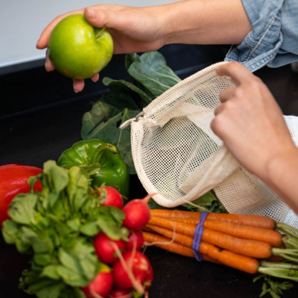 Tru Earth Reusable Cotton Mesh Produce Bags - Set of 6
