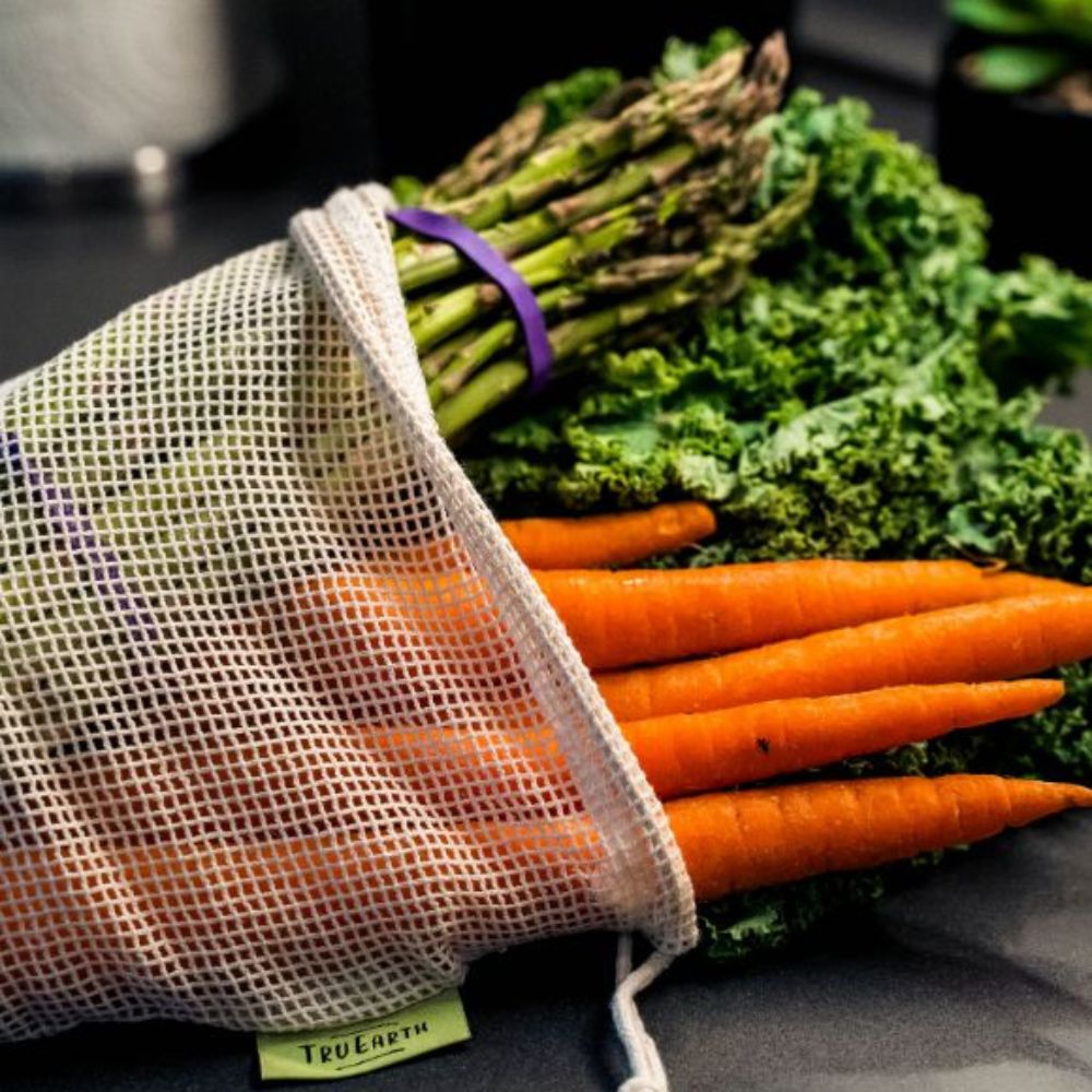 Tru Earth Reusable Cotton Mesh Produce Bags - Set of 6