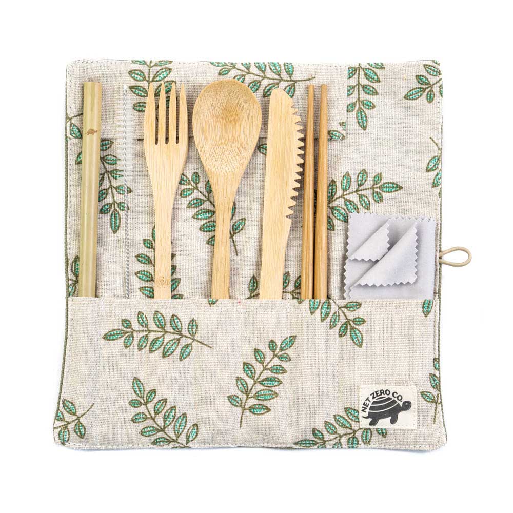 Bamboo Cutlery Set - With Pouch and Handkerchief