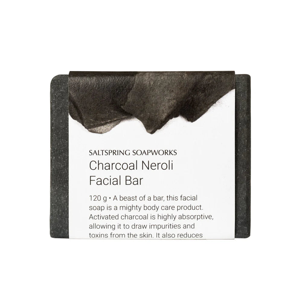 Saltspring Soapworks Face Wash Bar - CHARCOAL NEROLI