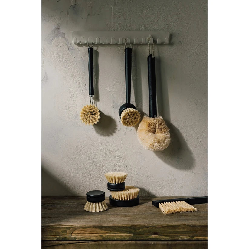 Bamboo Dishwashing Brush with Handle - Black