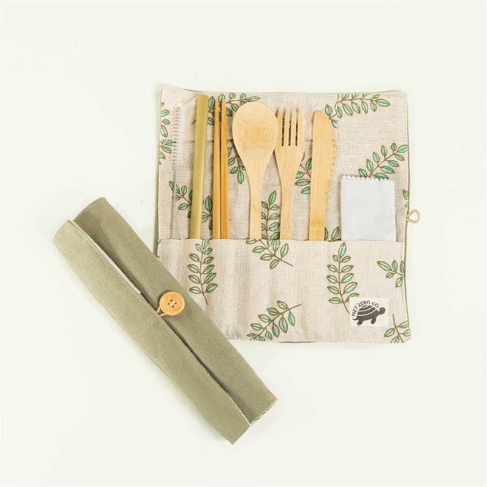 Bamboo Cutlery Set - With Pouch and Handkerchief