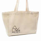 Large Canvas Tote Bag With Pockets With Polar Bear Fishing Plastic Bag Design