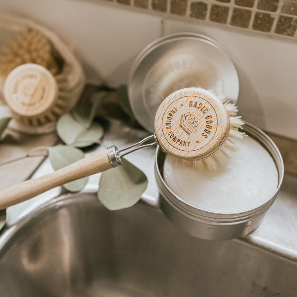 Bamboo Dishwashing Brush with Handle