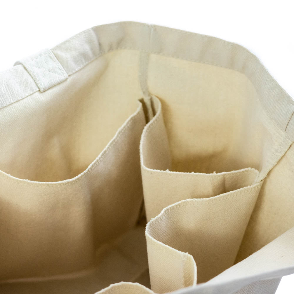 Large Canvas Tote Bag With Pocket Compartments For Jars Grocery Shopping