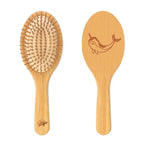 Bamboo Hair Brush With Narwhal Design Engraved
