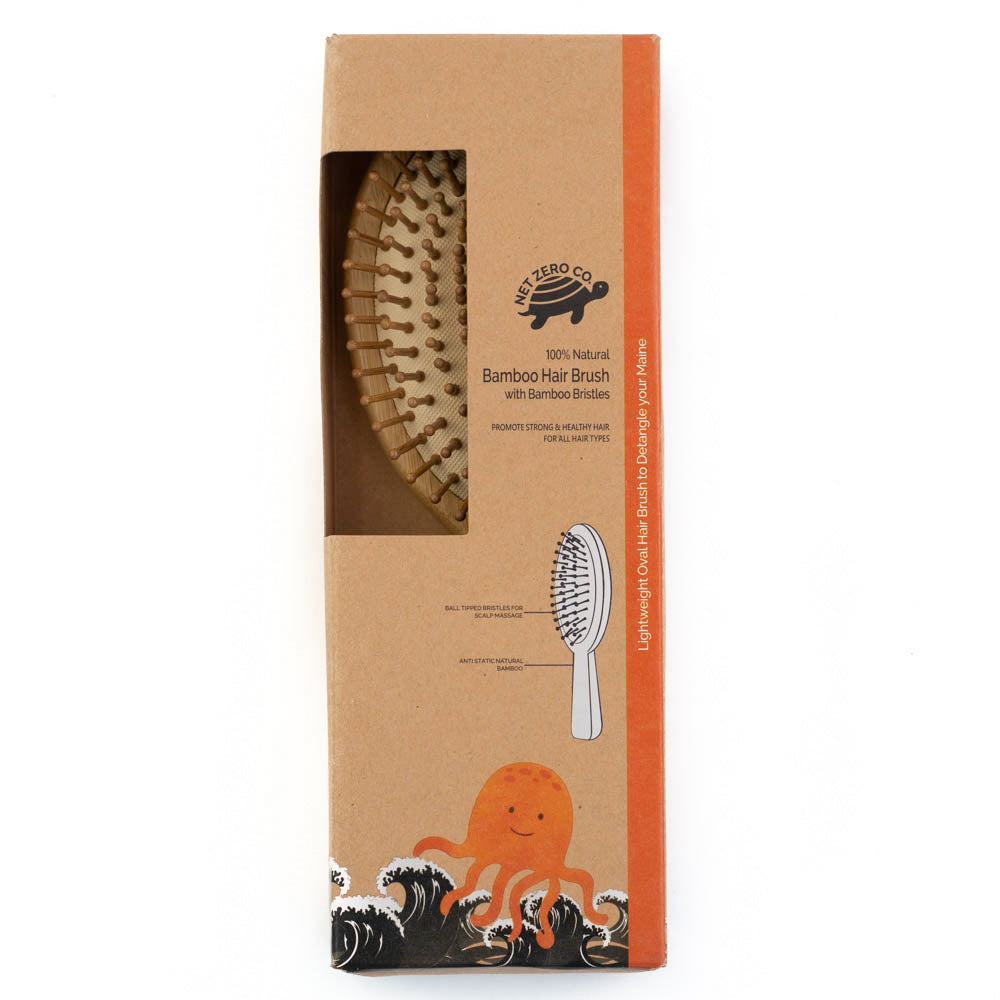 Bamboo Hair Brush With Zero Waste Compostable Packaging