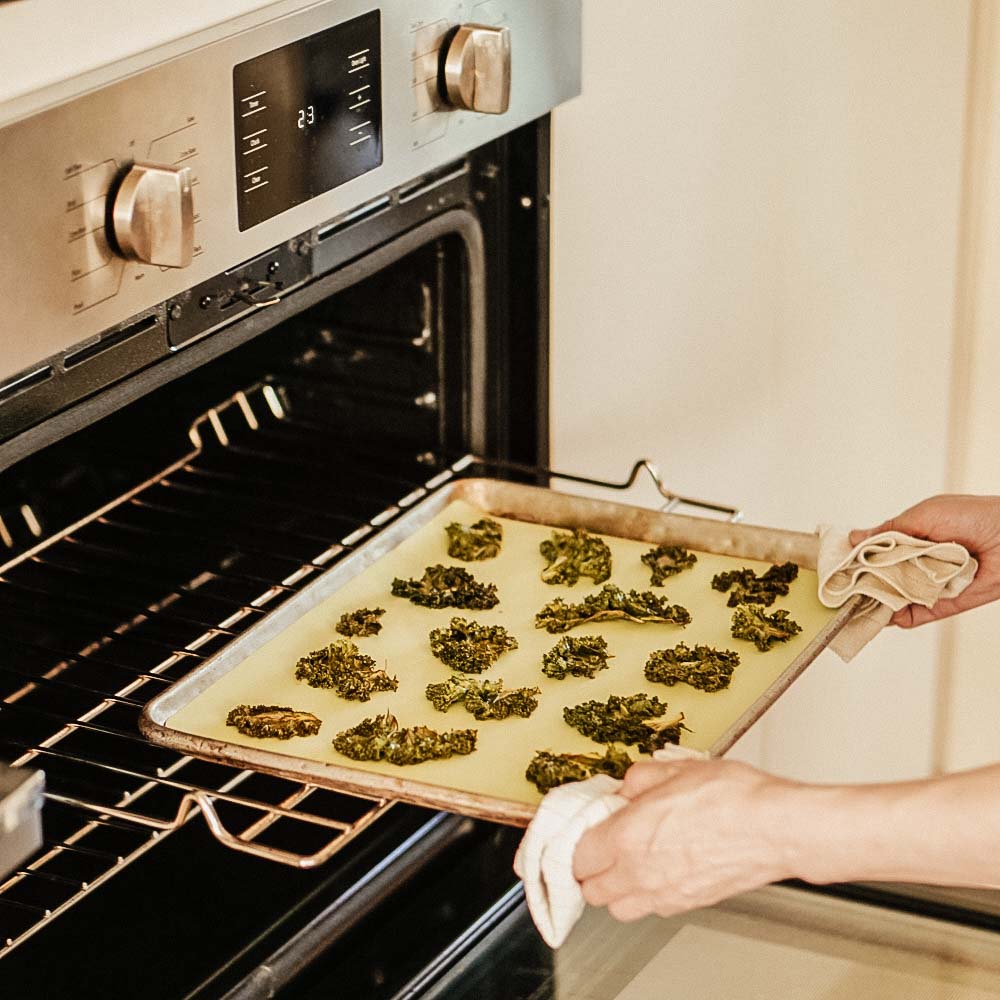 Kale Chips Baking With Silicone Mat