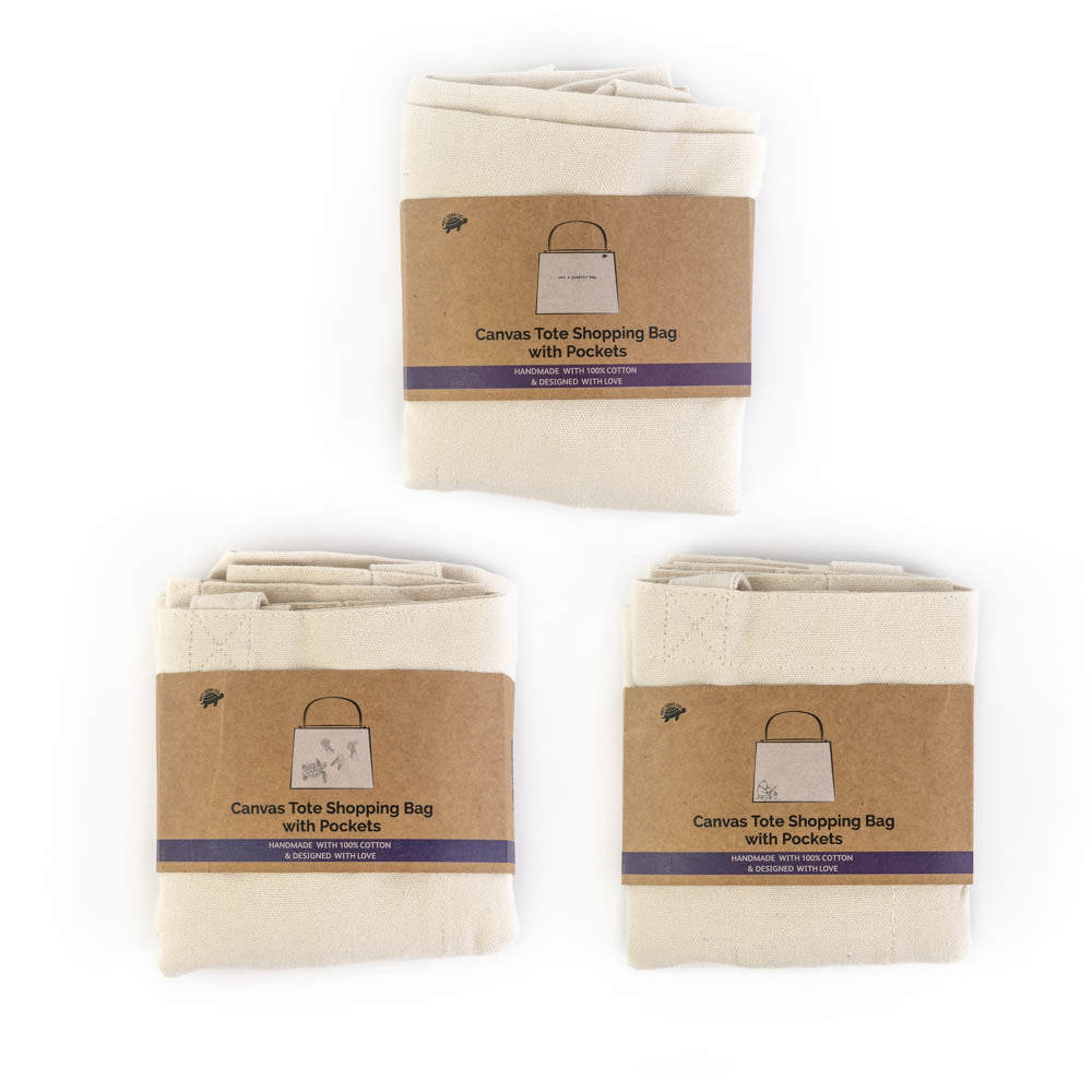 Large Canvas Tote Bag With Pockets With Zero Waste Packaging