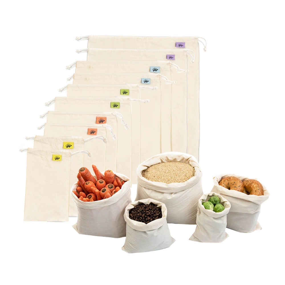 Ten Sizes Of Cotton Muslin Reusable Produce Bag For Bulk Groceries Produce